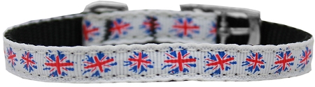 Graffiti Union Jack(UK Flag) Nylon Dog Collar with classic buckle 3/8" Size 10